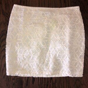 Eloquii ivory embroidered floral skirt Size 16W
